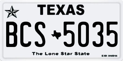 TX license plate BCS5035