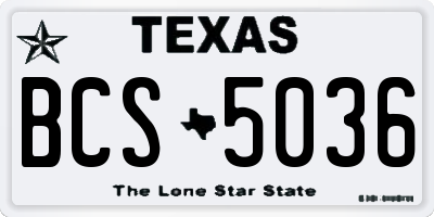 TX license plate BCS5036