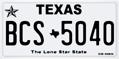TX license plate BCS5040