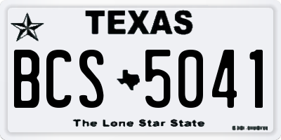 TX license plate BCS5041