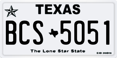 TX license plate BCS5051