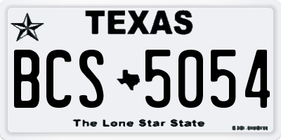 TX license plate BCS5054