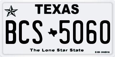 TX license plate BCS5060