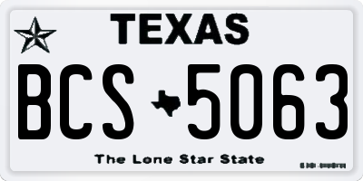 TX license plate BCS5063
