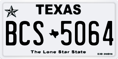 TX license plate BCS5064