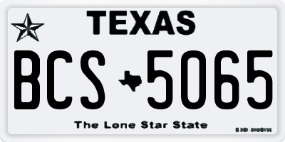 TX license plate BCS5065