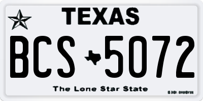 TX license plate BCS5072