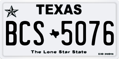 TX license plate BCS5076