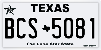 TX license plate BCS5081