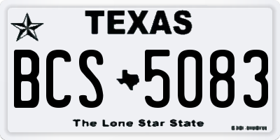 TX license plate BCS5083