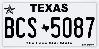 TX license plate BCS5087
