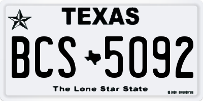 TX license plate BCS5092