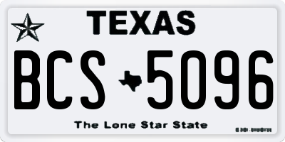 TX license plate BCS5096
