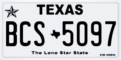 TX license plate BCS5097