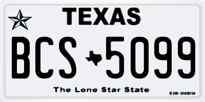 TX license plate BCS5099