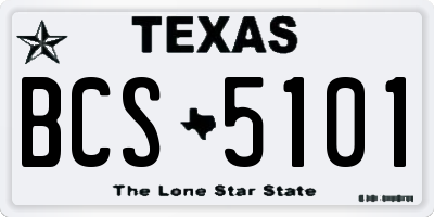 TX license plate BCS5101