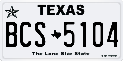 TX license plate BCS5104