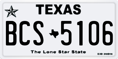 TX license plate BCS5106
