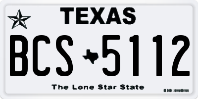 TX license plate BCS5112