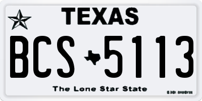 TX license plate BCS5113