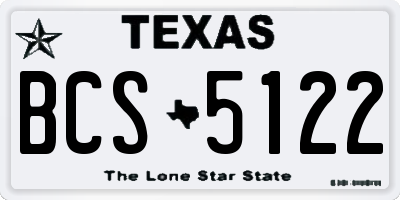 TX license plate BCS5122