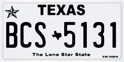 TX license plate BCS5131
