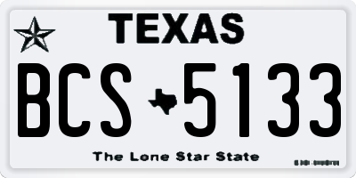 TX license plate BCS5133