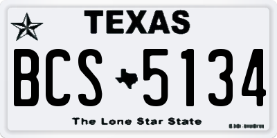 TX license plate BCS5134