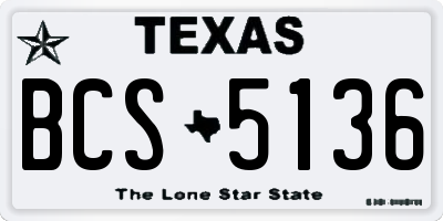 TX license plate BCS5136