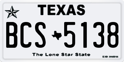 TX license plate BCS5138
