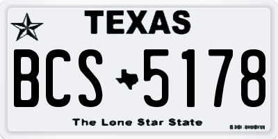 TX license plate BCS5178