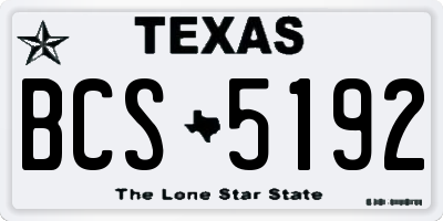 TX license plate BCS5192