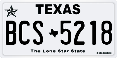 TX license plate BCS5218