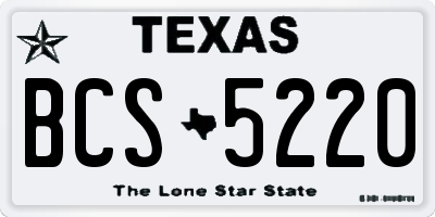 TX license plate BCS5220