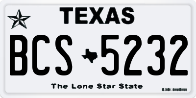 TX license plate BCS5232