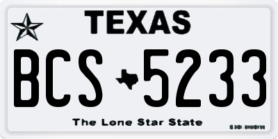 TX license plate BCS5233