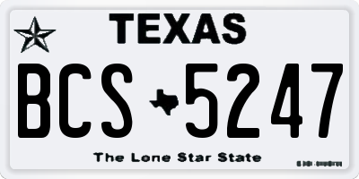 TX license plate BCS5247