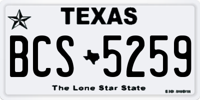 TX license plate BCS5259
