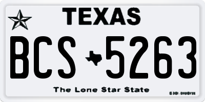 TX license plate BCS5263