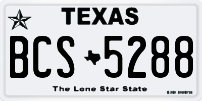 TX license plate BCS5288