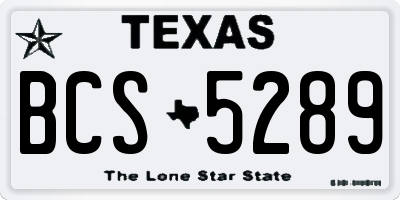 TX license plate BCS5289