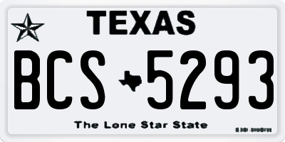 TX license plate BCS5293