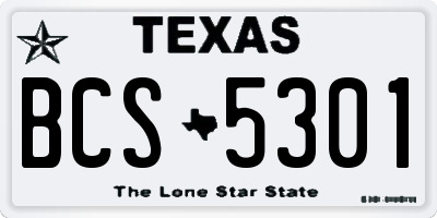 TX license plate BCS5301