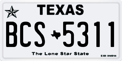 TX license plate BCS5311