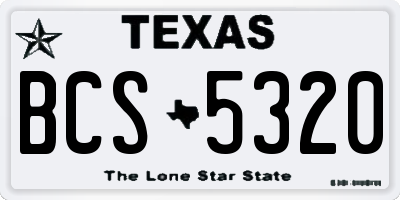 TX license plate BCS5320