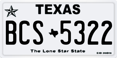 TX license plate BCS5322