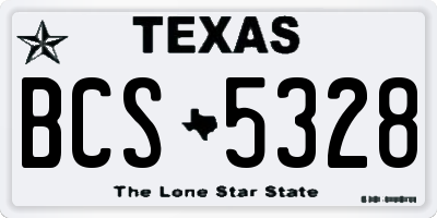 TX license plate BCS5328
