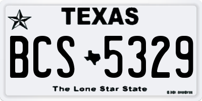 TX license plate BCS5329