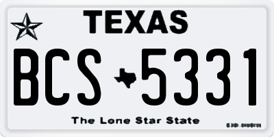 TX license plate BCS5331