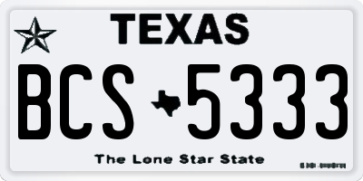 TX license plate BCS5333